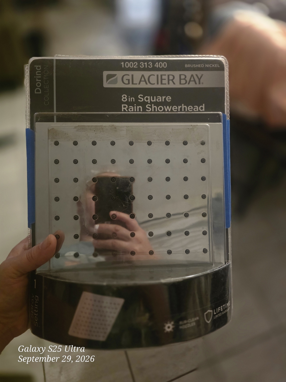 Glacier Bay 8in Square Rain Showerhead in Brushed Nickel